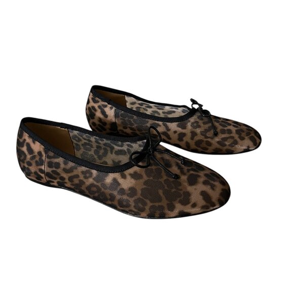 Mary Jane Mesh Leopard Print Ballet Flats Round Toe Size: 8 1/2 - Picture 5 of 8